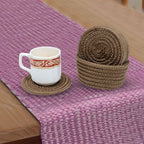 Ariya 6 Psc PP & Cotton Blend Brown Coasters (6 Inch) - Absorbent, Woven, Ideal for Room, Hotel, Bar, Housewarming Gift