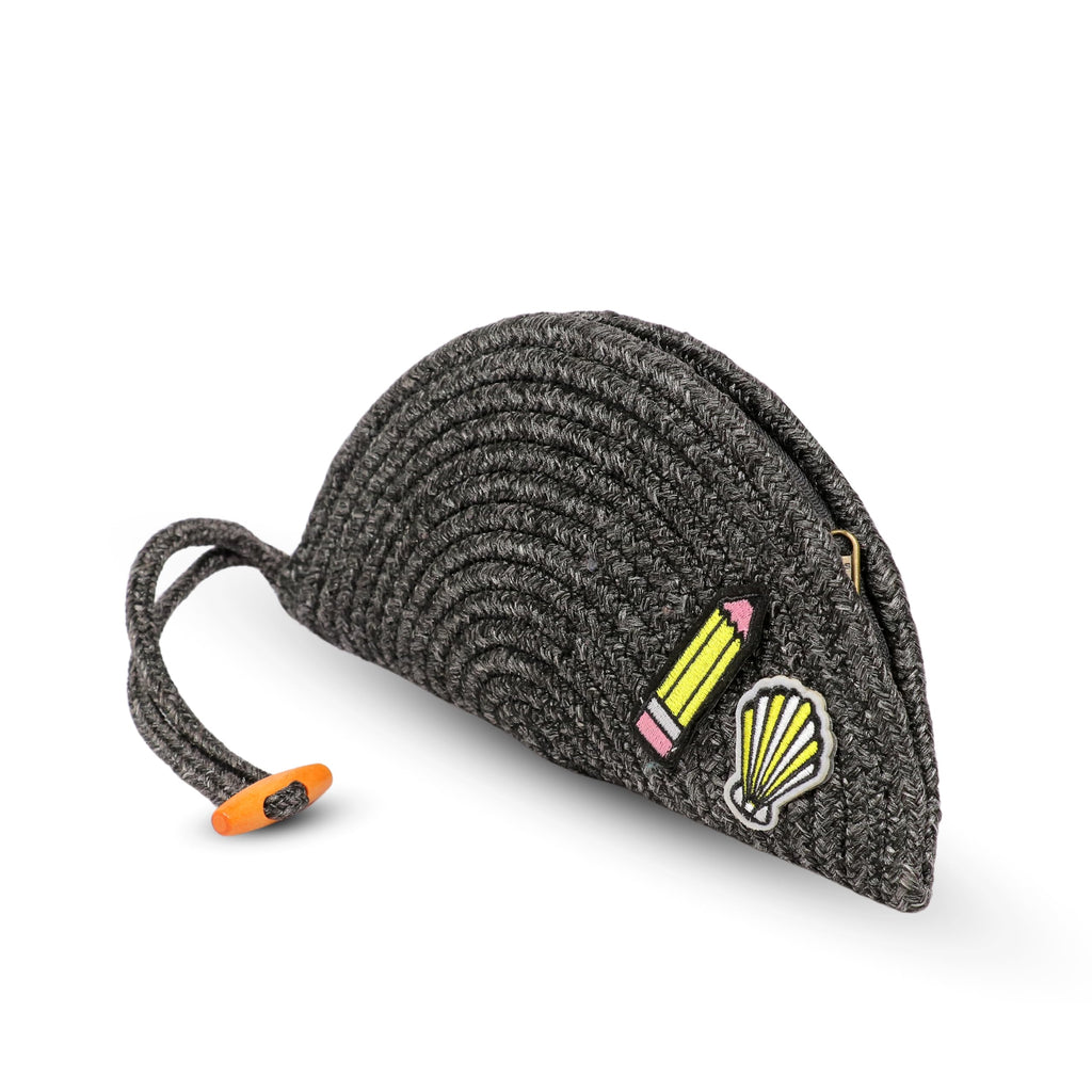 ARIYA Stylish Unique Handmade Dark Grey (PP & Cotton Blend) Clutch Bag with Sticker, Perfect for Parties, Weddings & Everyday Outings