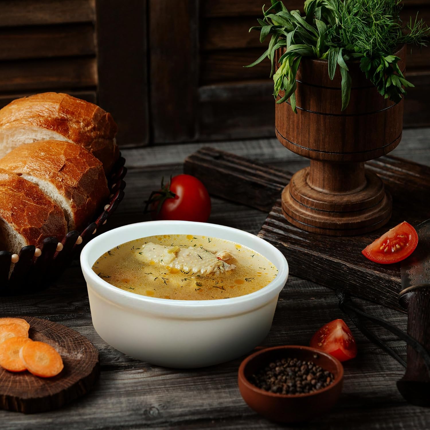 Ariya 4.5" Melamine Soup Bowls Set of 12 | White, 350ml | 584