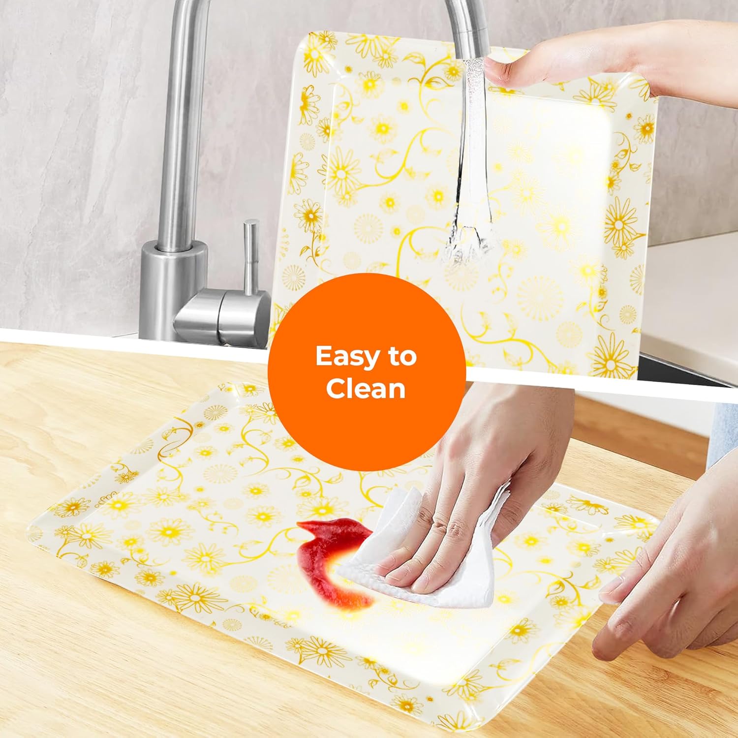 Ariya Melamine Serving Tray Set of 2 – Flower Pattern | 603,604