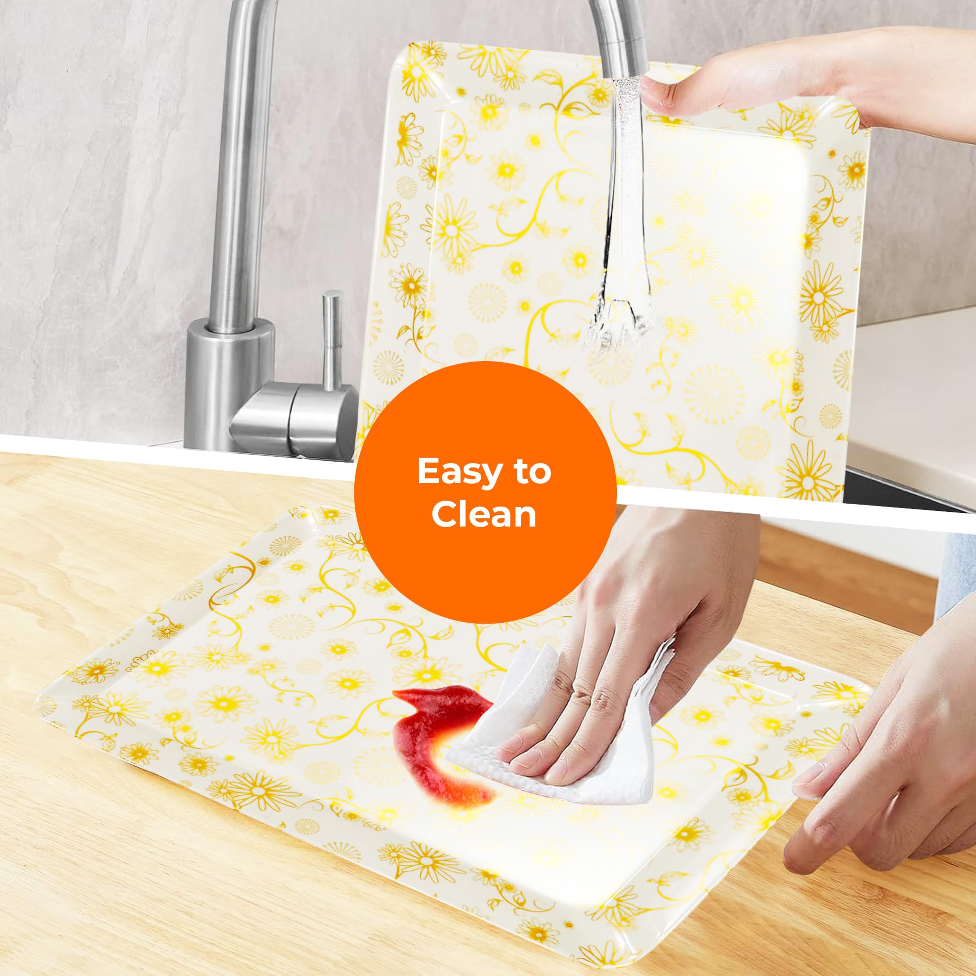Ariya Melamine Serving Tray Set of 6 – Golden Bloom | 604