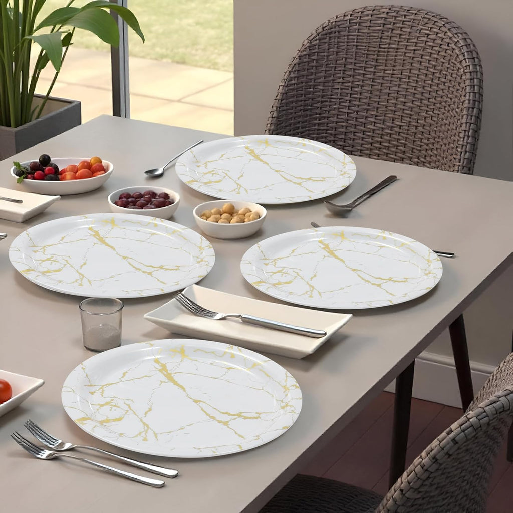 Ariya Melamine Dinner Plates 13 Inch Set of 12 | Golden Grace