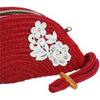 ARIYA Stylish Unique Handmade Red (PP & Cotton Blend) Clutch Bag with Flower, Perfect for Parties, Weddings & Everyday Outings