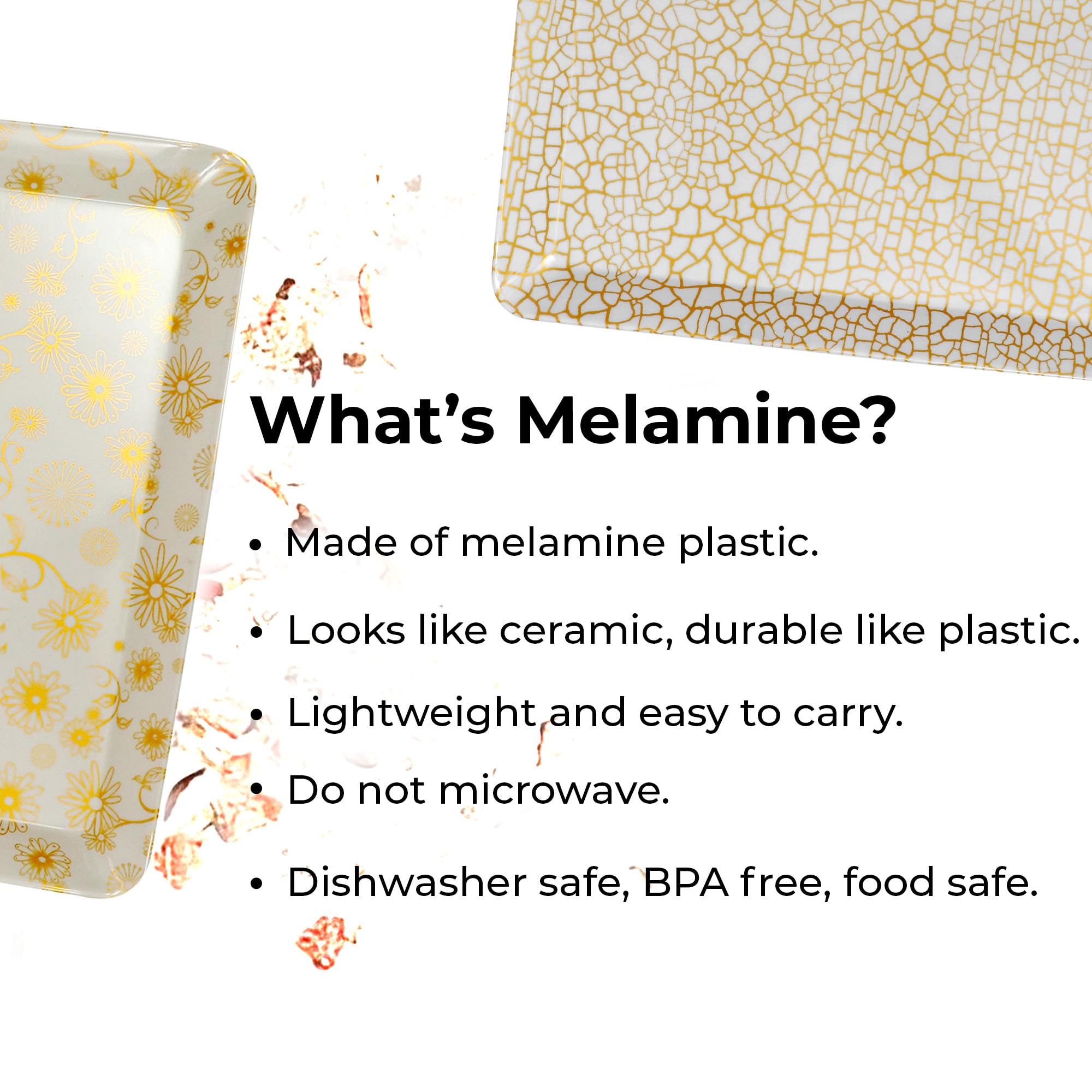 Ariya Melamine Serving Tray Set of 6 – Golden Mosaic Medium | 604