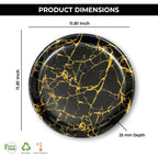 Ariya Melamine Dinner Plates 12 Inch Set of 24 | Black & Gold