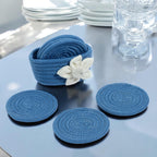 Ariya 6 Psc PP & Cotton Blend Blue Coasters (6 Inch) - Absorbent, Woven, Ideal for Room, Hotel, Bar, Housewarming Gift