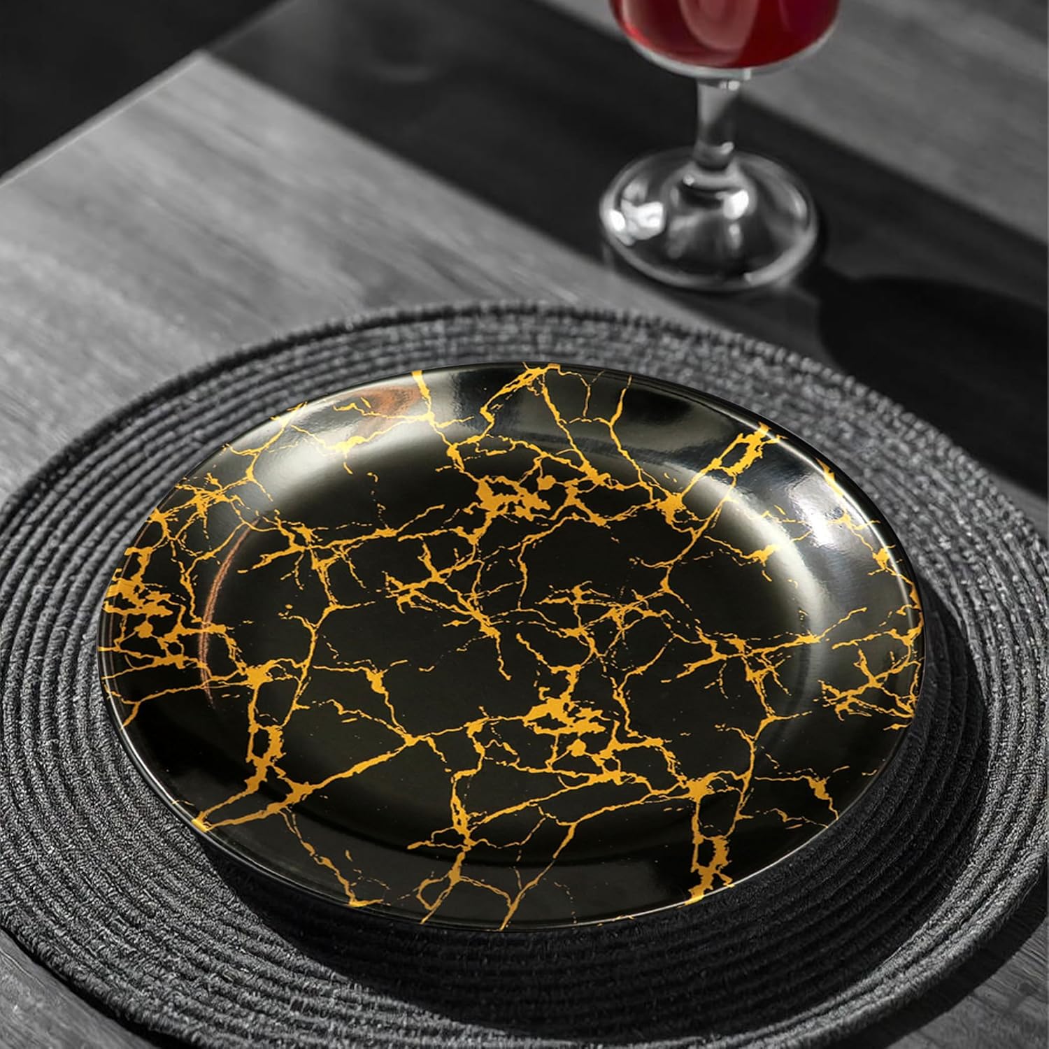 Ariya 10.5" Melamine Dinner Plates Set of 12 – Golden Thunder