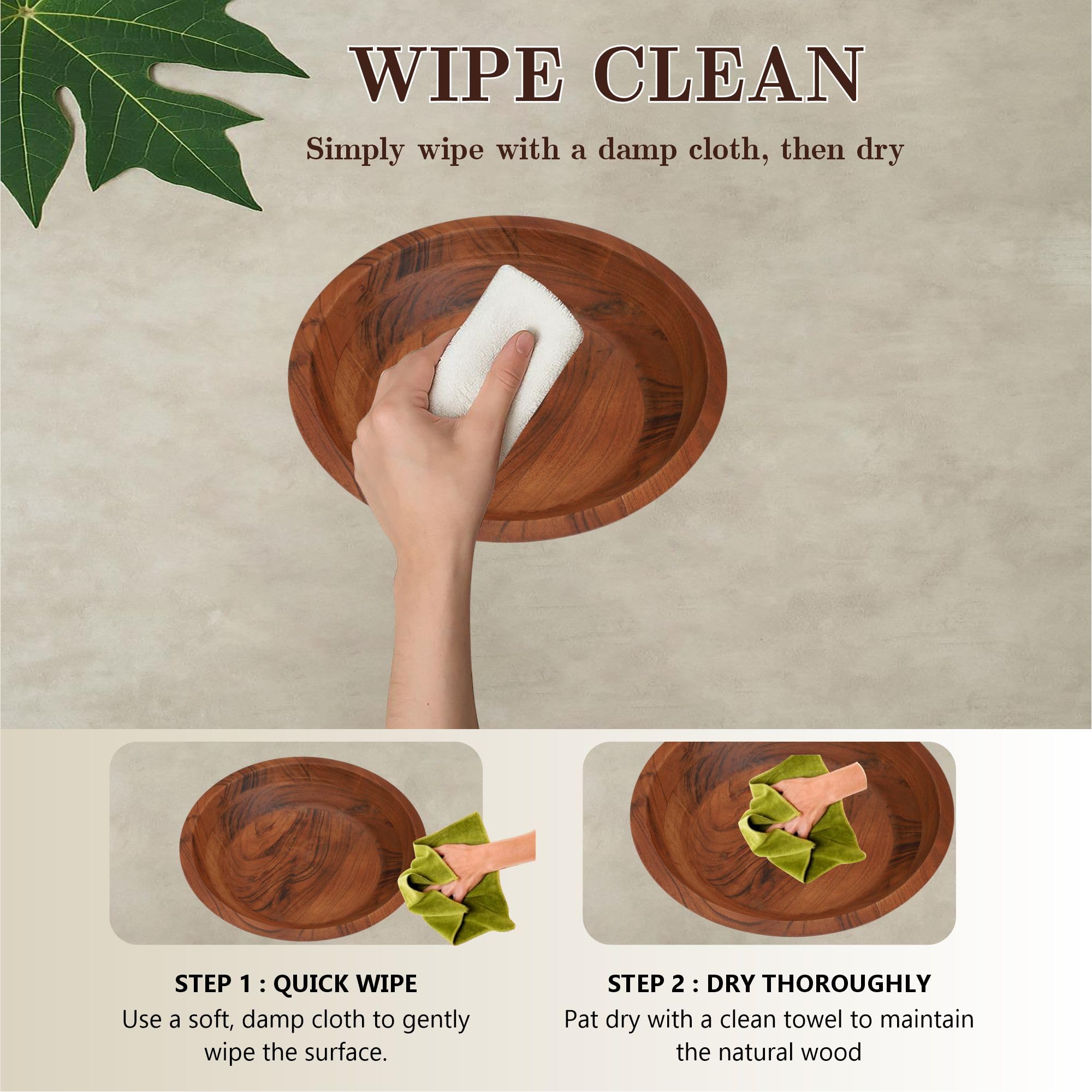 Ariya 12" Acacia Wood Salad Bowl – Handmade, Durable & Elegant for Kitchen & Dining