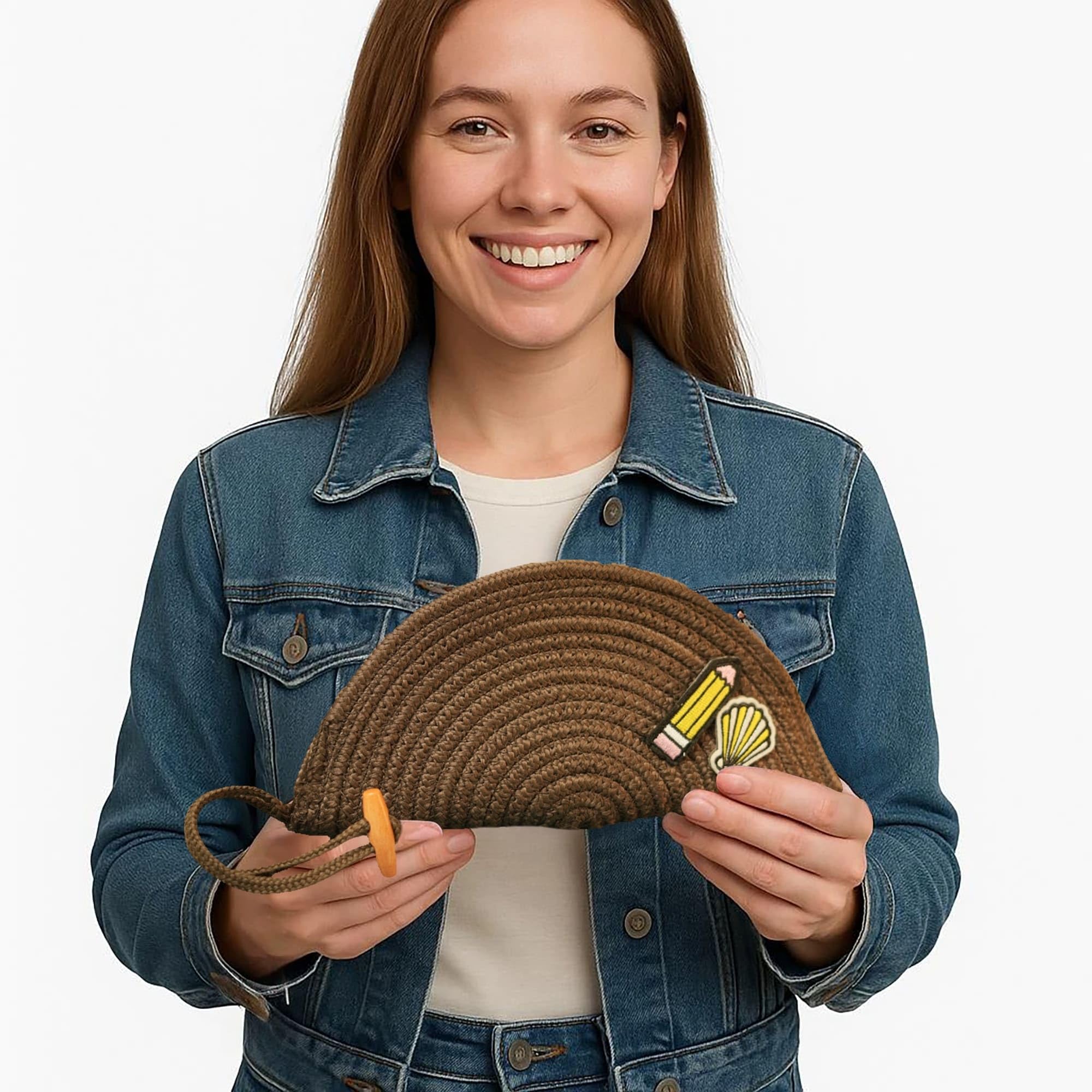 ARIYA Stylish Unique Handmade Coffee (PP & Cotton Blend) Clutch Bag with Sticker, Perfect for Parties, Weddings & Everyday Outings