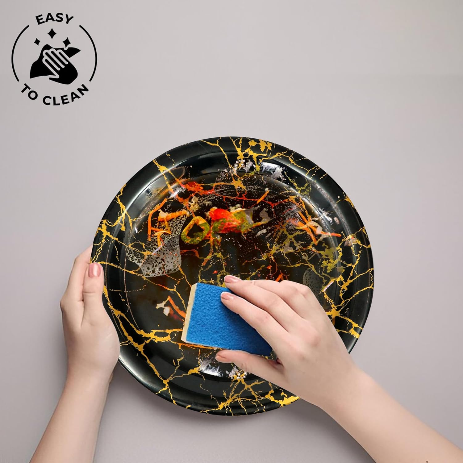 Ariya Melamine Dinner Plates 11 Inch Set of 12 | Golden Thunder