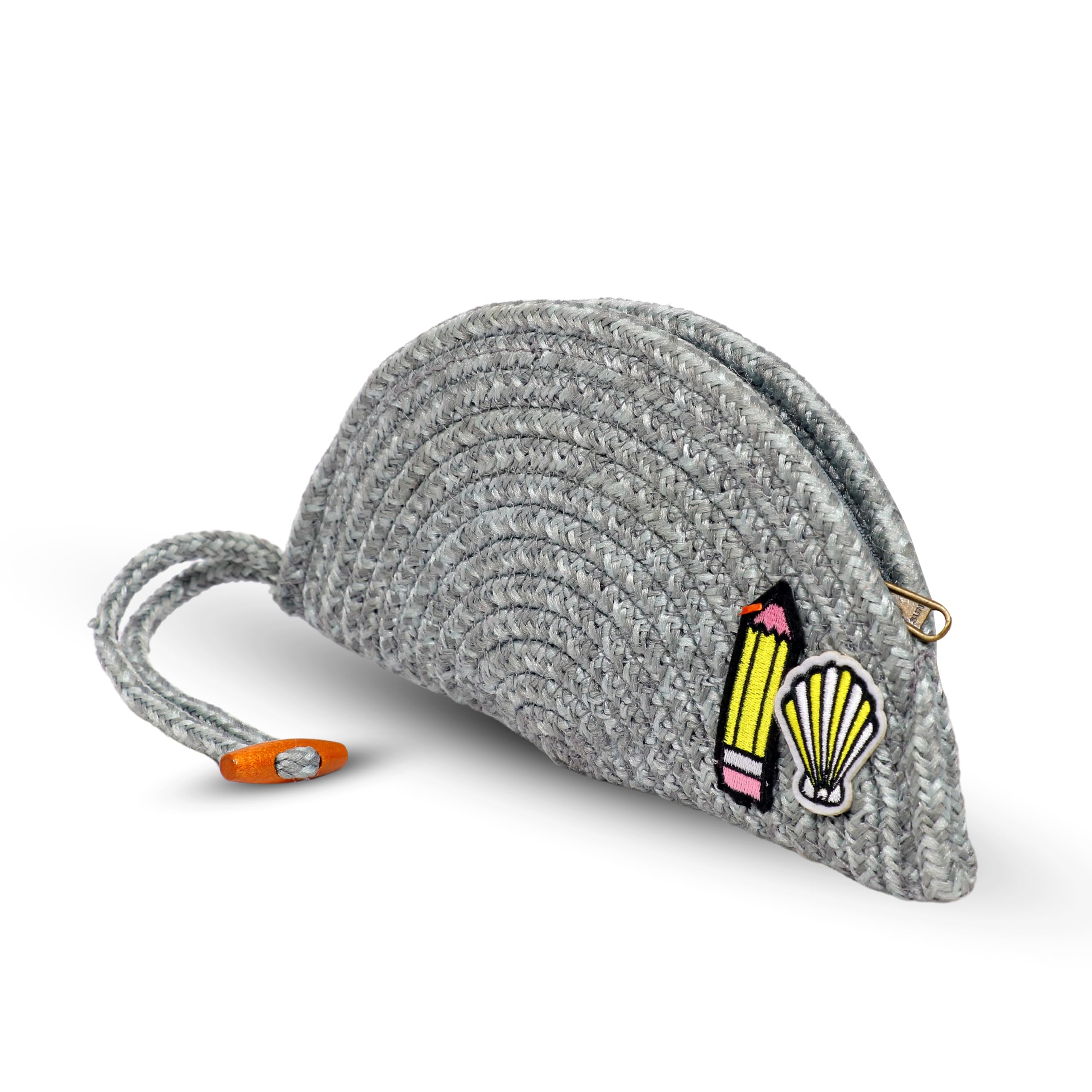 ARIYA Stylish Unique Handmade Light Grey (PP & Cotton Blend) Clutch Bag with Sticker, Perfect for Parties, Weddings & Everyday Outings