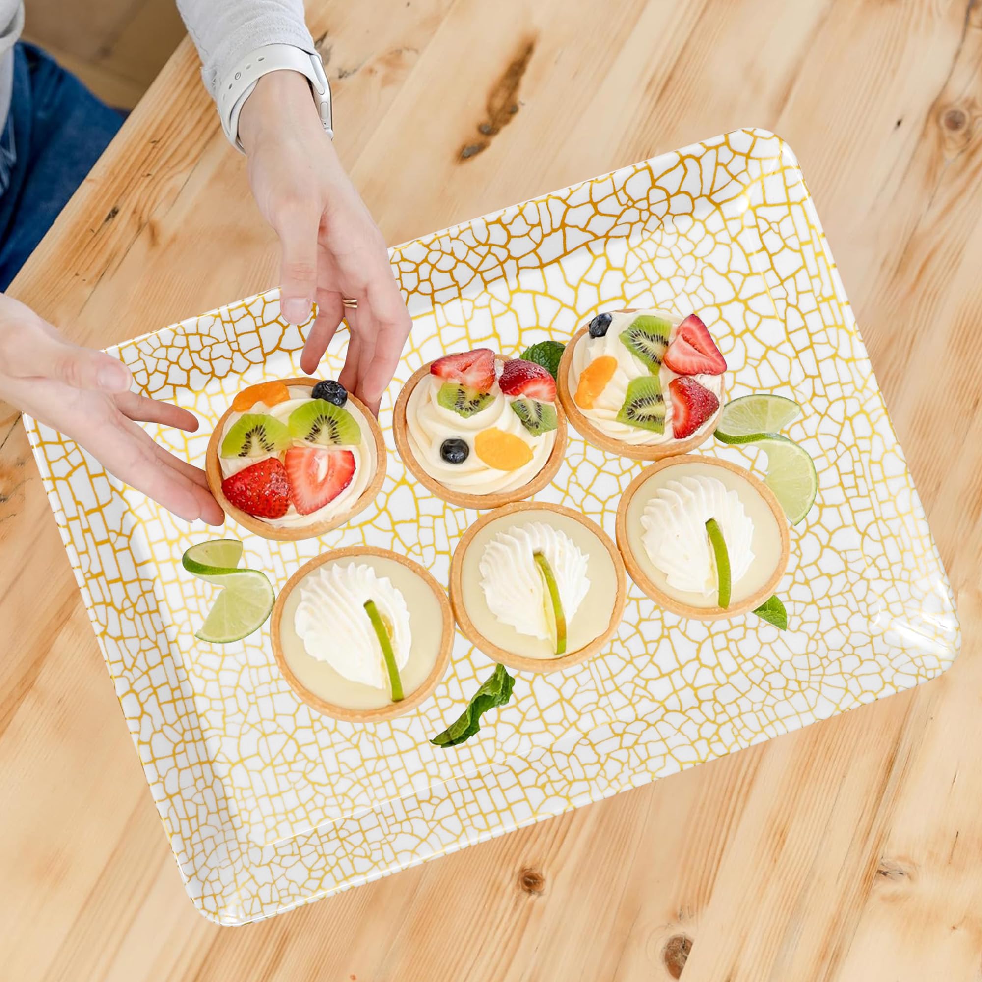 Ariya Melamine Serving Tray Set of 6 – Golden Mosaic Medium | 604