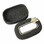 Ariya Cotton Tissue Box Holder – Grey - White Lace