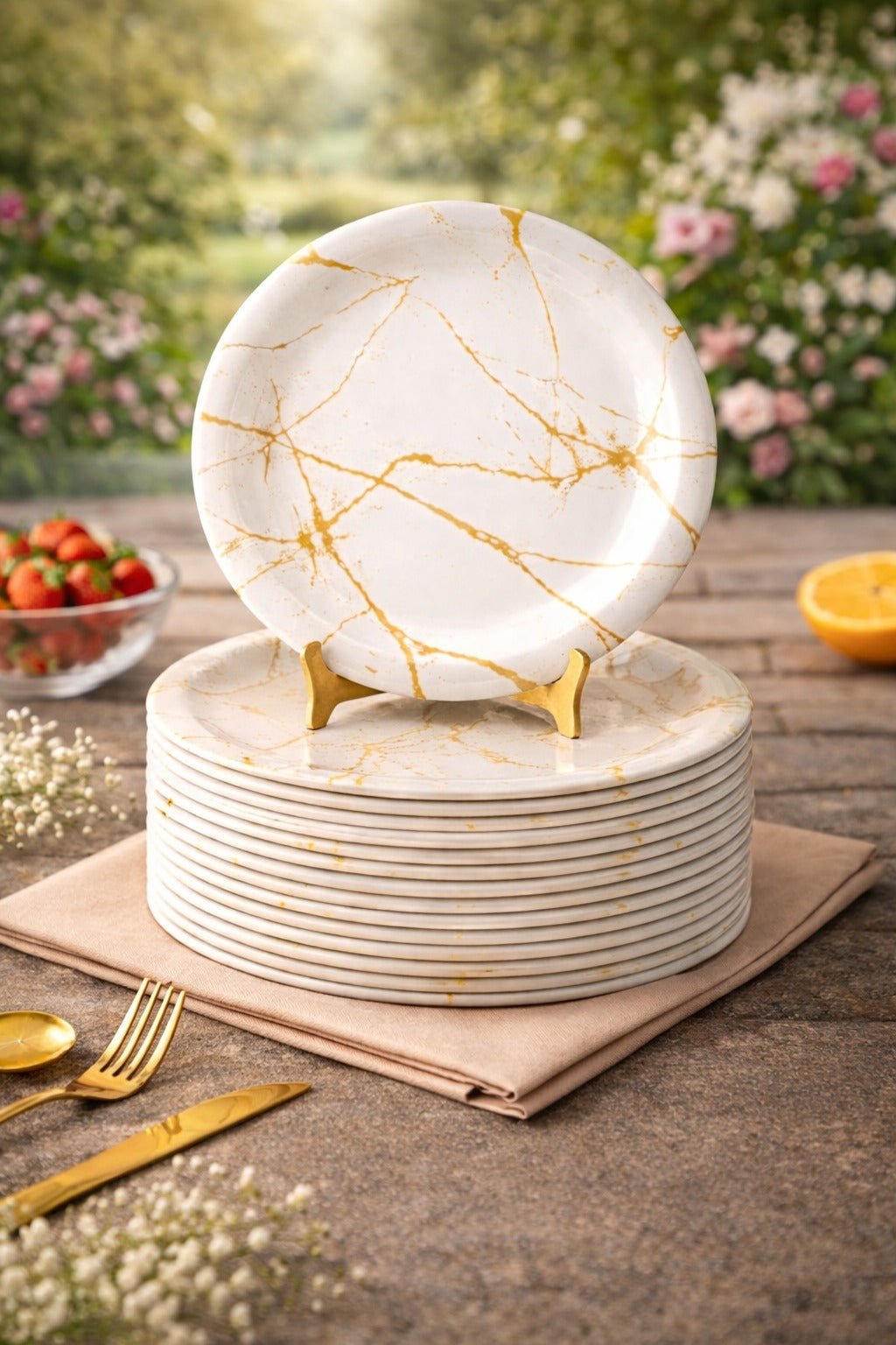 Ariya Melamine Dinner Plates 11 Inch Set of 12 | Arabian Design