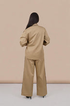 Ariya Threads Women’s Co-Ord Set with Handcrafted Crochet Detail | Shirt & Straight Pants