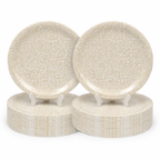 Ariya Melamine Dinner Plates 11 Inch Set of 24 | Classic Gold Grid