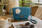 Ariya Compact Cotton Handbag – Stylish Everyday Purse for Women | Sky Blue