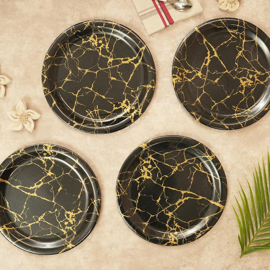 Ariya Melamine Dinner Plates 11 Inch Set of 12 | Golden Thunder