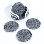 Ariya 6 Psc PP & Cotton Blend Grey Coasters (6 Inch) - Absorbent, Woven, Ideal for Room, Hotel, Bar, Housewarming Gift
