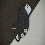 ARIYA Stylish Unique Handmade Black (PP & Cotton Blend) Clutch Bag with 2 Flower, Perfect for Parties, Weddings & Everyday Outings.