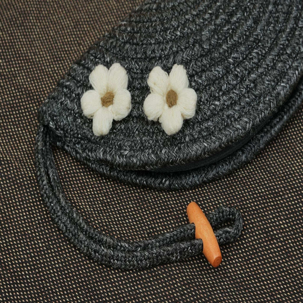 ARIYA Stylish Unique Handmade Black (PP & Cotton Blend) Clutch Bag with 2 Flower, Perfect for Parties, Weddings & Everyday Outings.