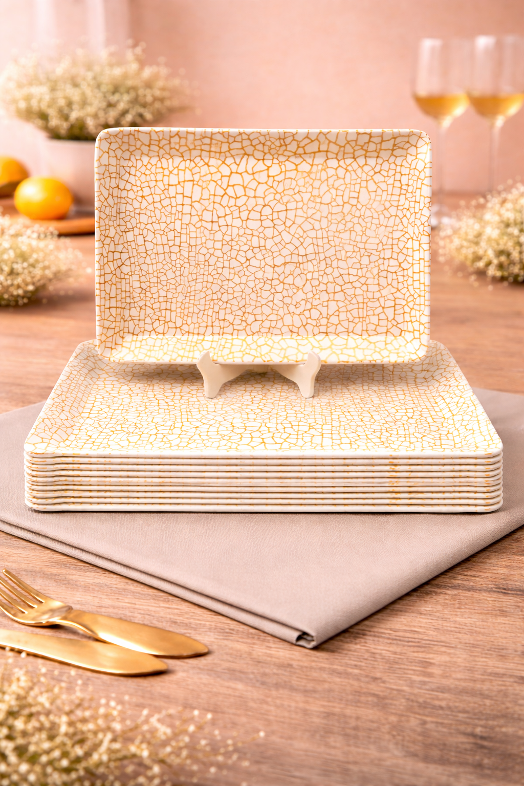 Ariya Melamine Serving Tray Set of 6 – Golden Mosaic | 604