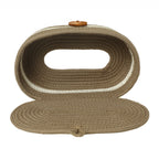 Ariya Beige White Line Tissue Box With Wooden Button Elegant Durable Holder