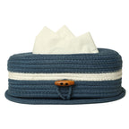 Ariya Blue Tissue Box With Wooden Button | Elegant Durable Holder