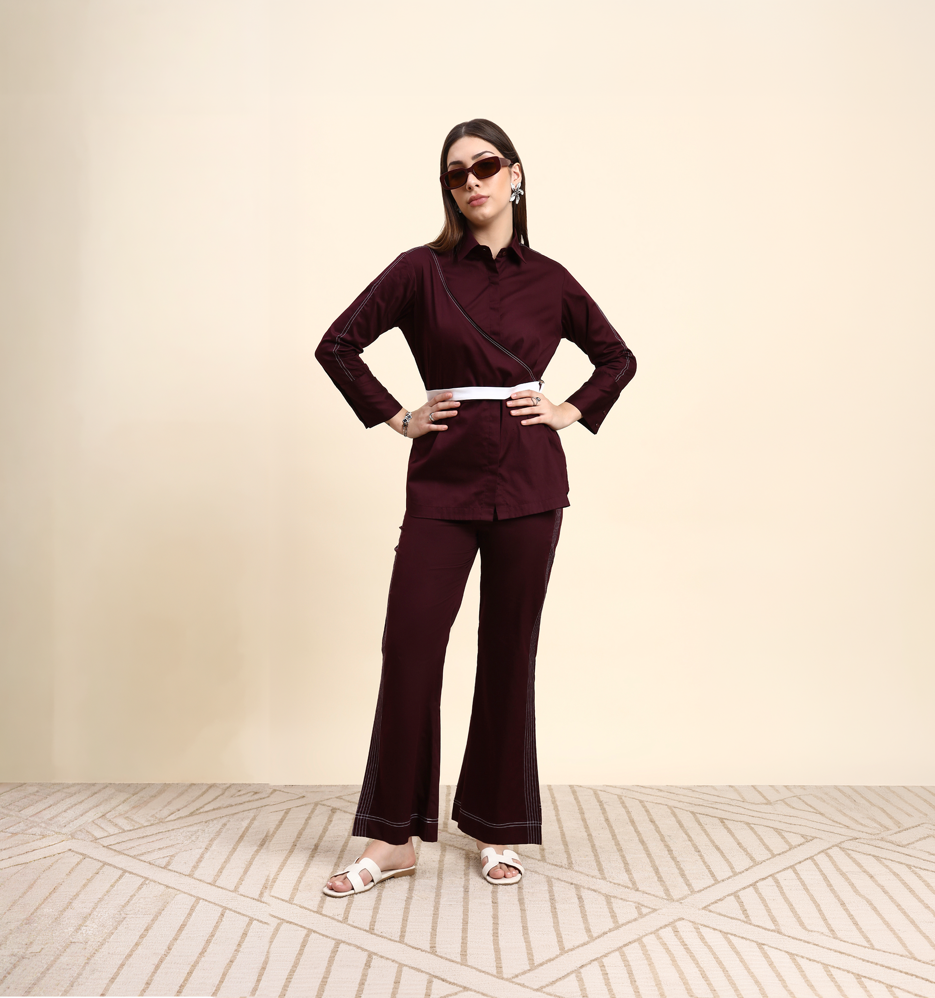 Veloura Co-ord Set (Wine Berry)