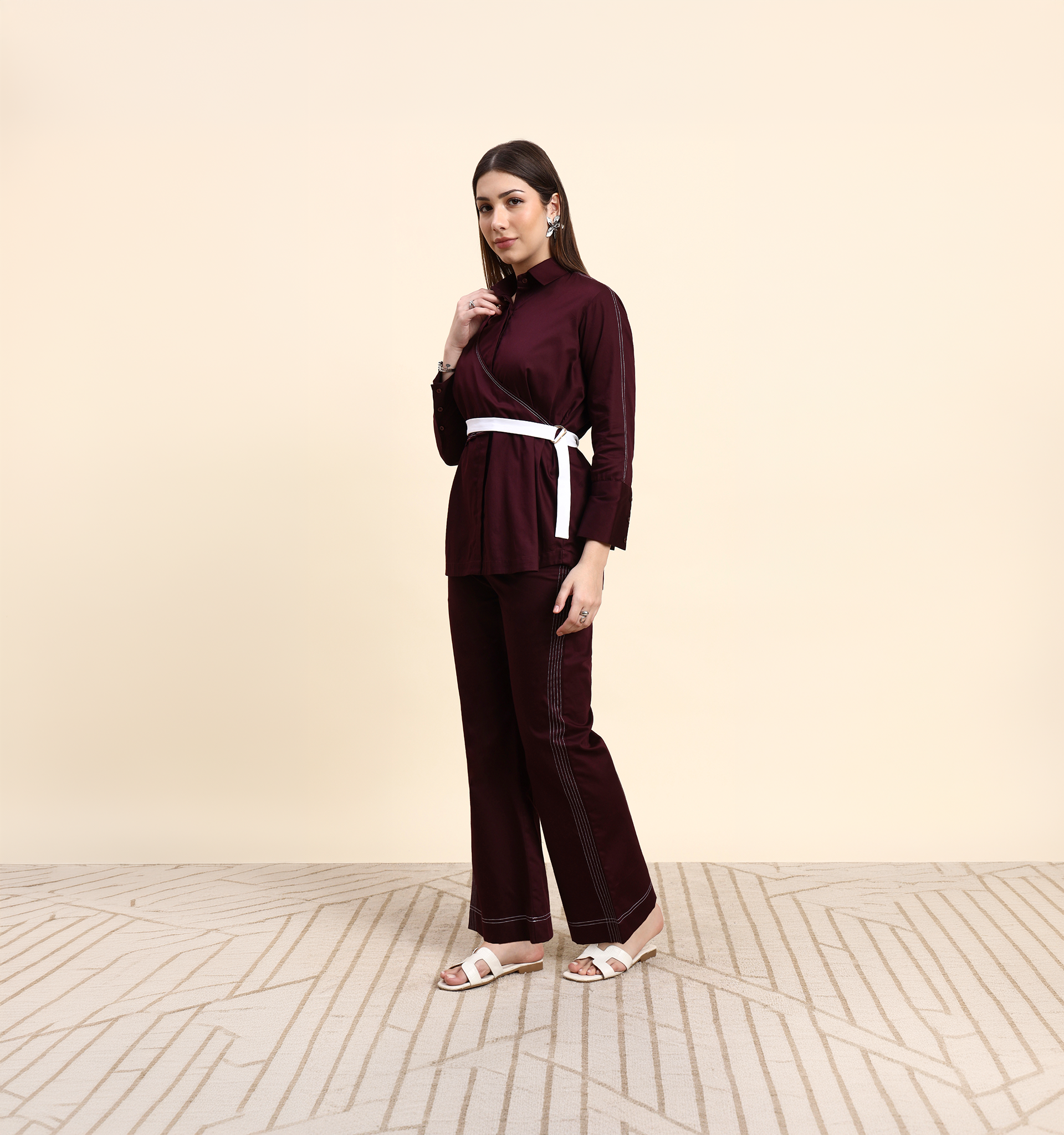 Veloura Co-ord Set (Wine Berry)