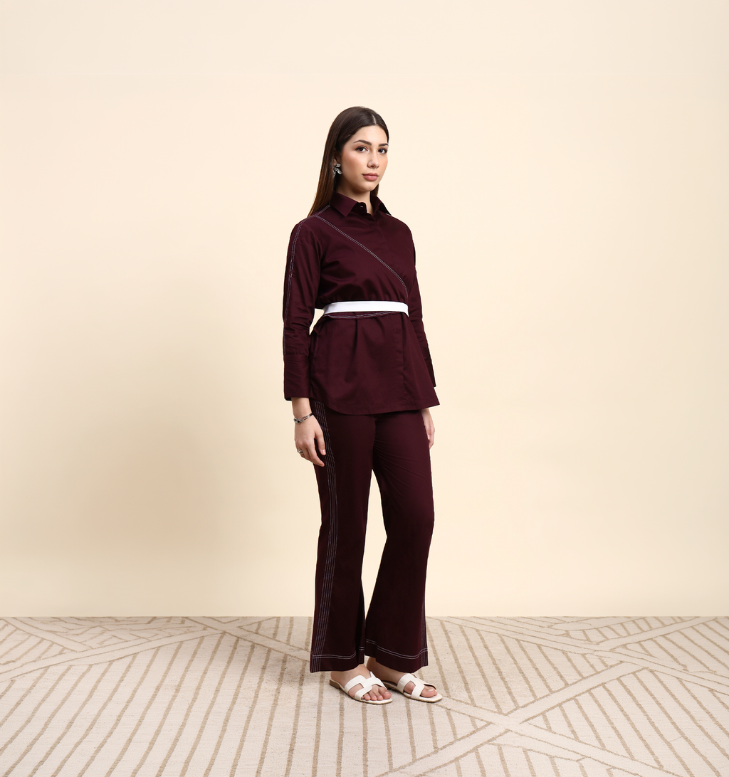 Veloura Co-ord Set (Wine Berry)