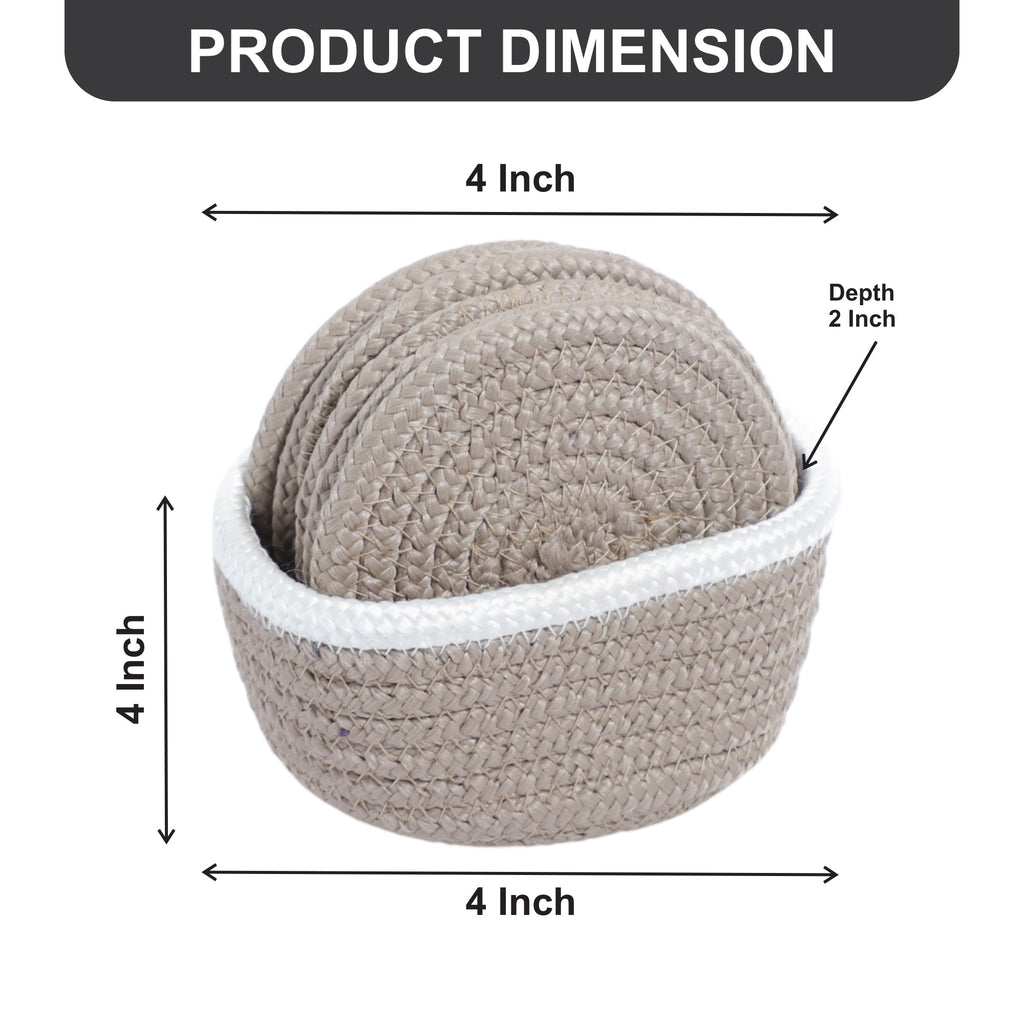 Cotton Coasters Set of 6 - Beige White Line