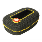 Ariya Dark Grey Yellow Lace Tissue Box With Yellow Flower | Elegant Durable Holder