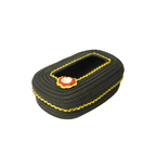 Ariya Cotton Tissue Box Holder – Dark Grey - Yellow Lace
