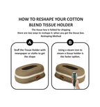 Ariya Cotton Tissue Box Holder – Oval Beige Wooden Button