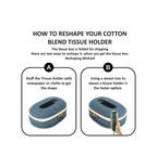 Cotton Tissue Box Holder - Blue Wooden Button