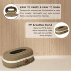 Ariya Beige White Line Tissue Box With Wooden Button Elegant Durable Holder