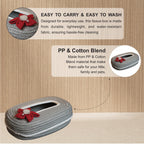 Ariya Light Grey White Line Tissue Box With Red Flower | Elegant Durable Holder