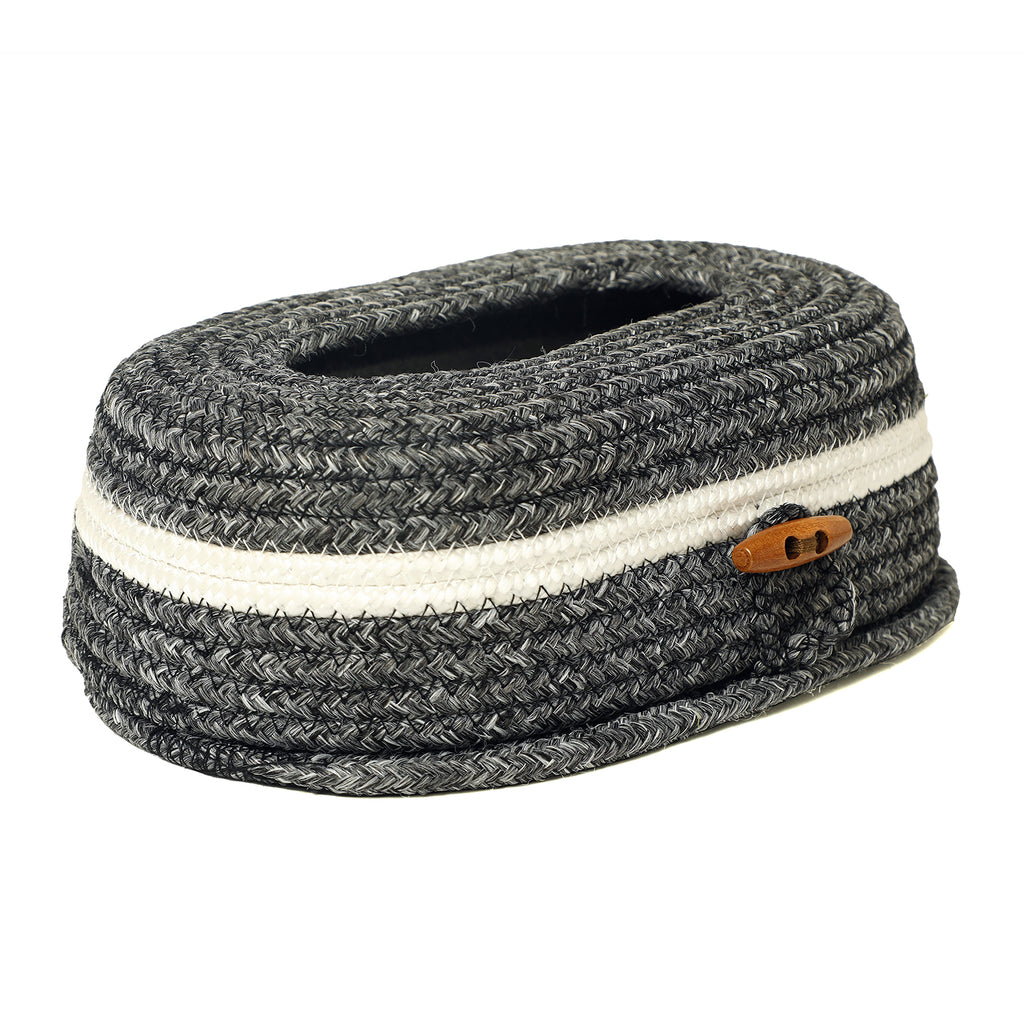 Ariya Grey Tissue Box With Wooden Button | Elegant Durable Holder