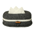 Ariya Grey Tissue Box With Wooden Button | Elegant Durable Holder