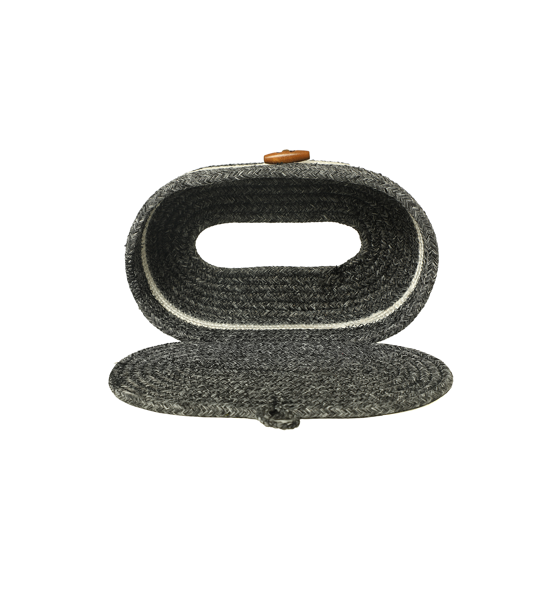 Cotton Tissue Box Holder - Grey Wooden Button