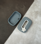 Ariya Cotton Tissue Box Holder – Grey - White Line