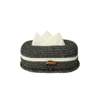 Cotton Tissue Box Holder - Grey Wooden Button