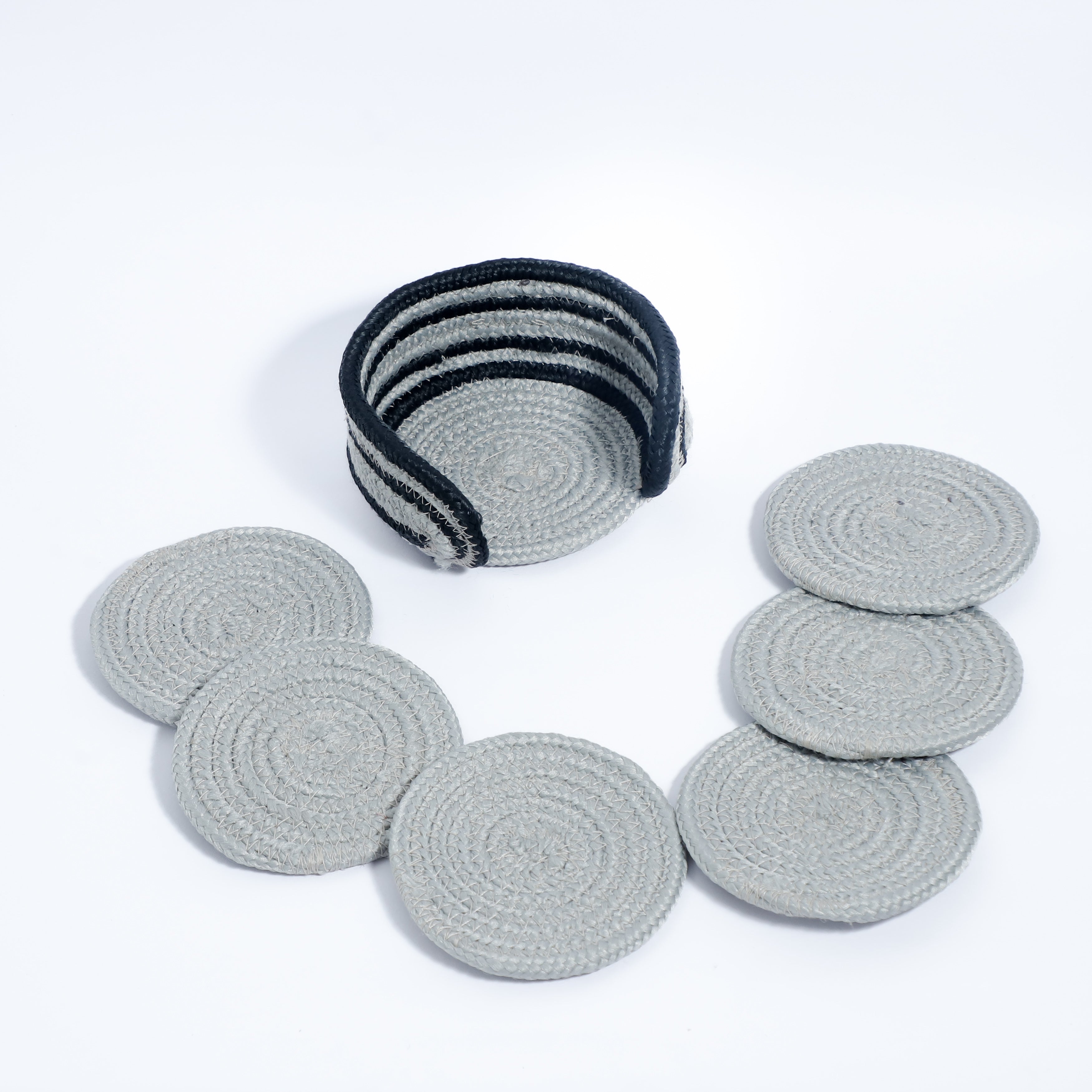 Ariya Cotton Coasters Set of 6 –  Light Grey Boho Table Coasters
