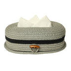 Ariya Light Grey Tissue Box With Wooden Button | Elegant Durable Holder