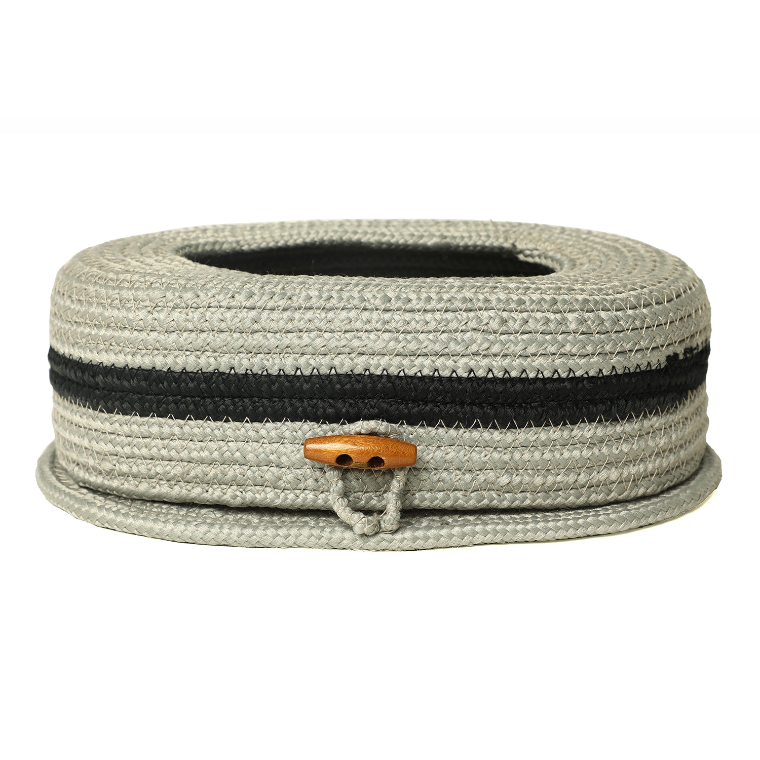 Ariya Light Grey Tissue Box With Wooden Button | Elegant Durable Holder