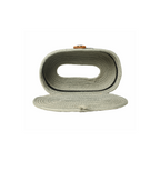Cotton Tissue Box Holder - Light Grey Wooden Button