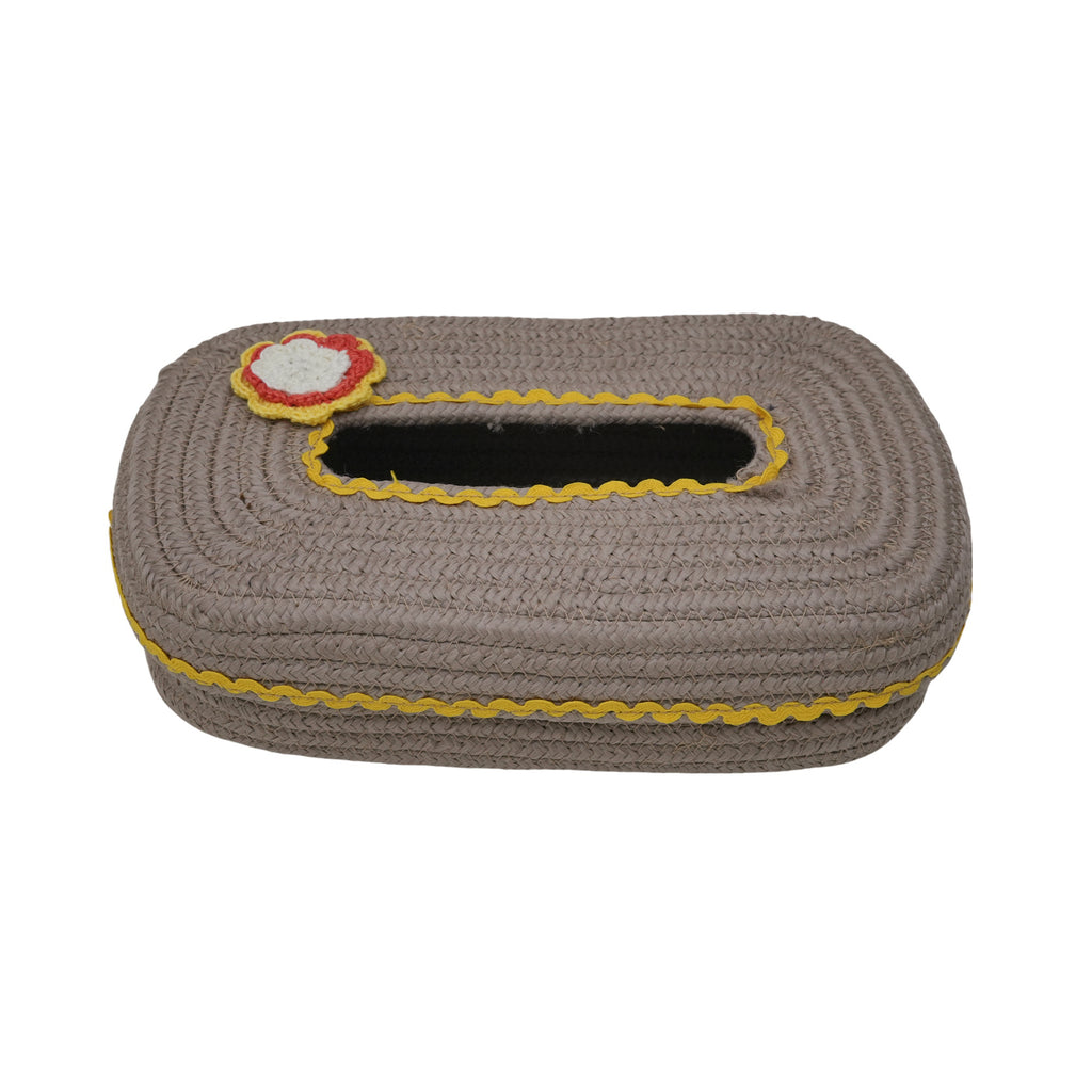 Ariya Beige Yellow Lace Tissue Box With Yellow Flower Elegant Durable Holder