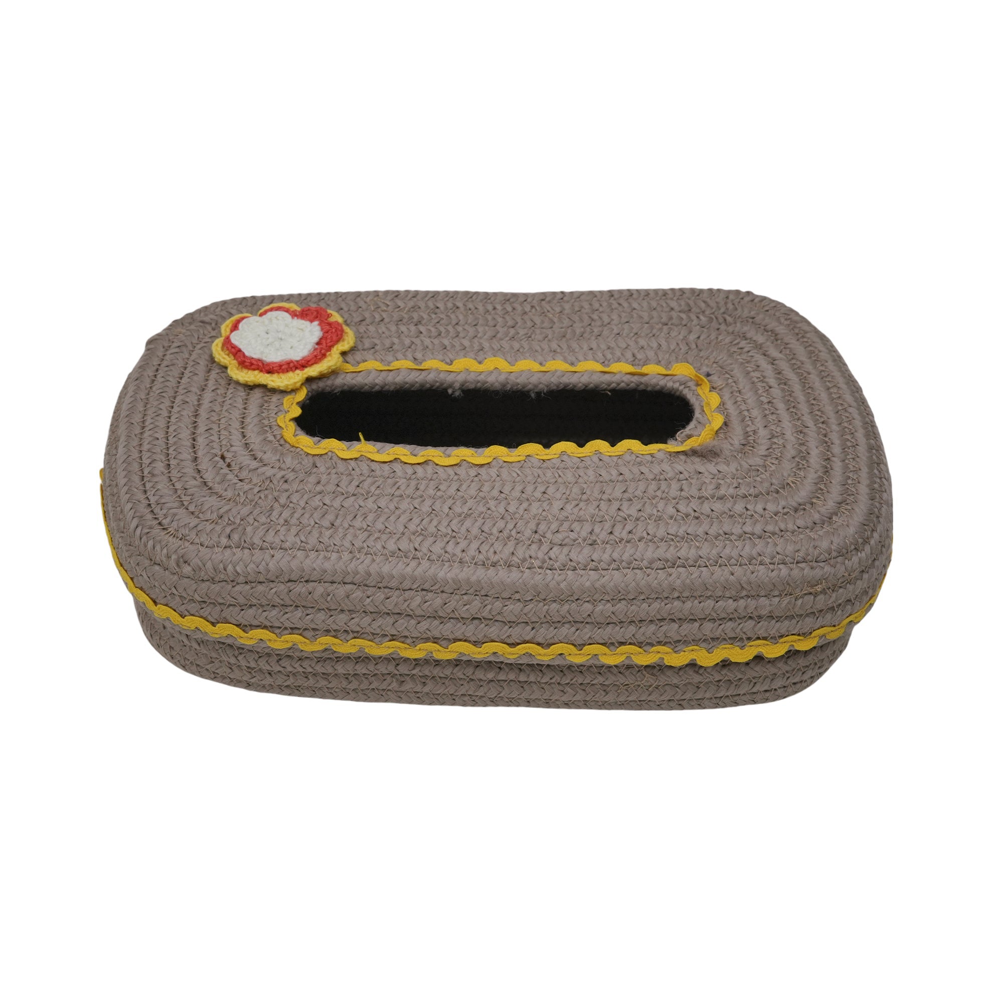 Ariya Beige Yellow Lace Tissue Box With Yellow Flower Elegant Durable Holder