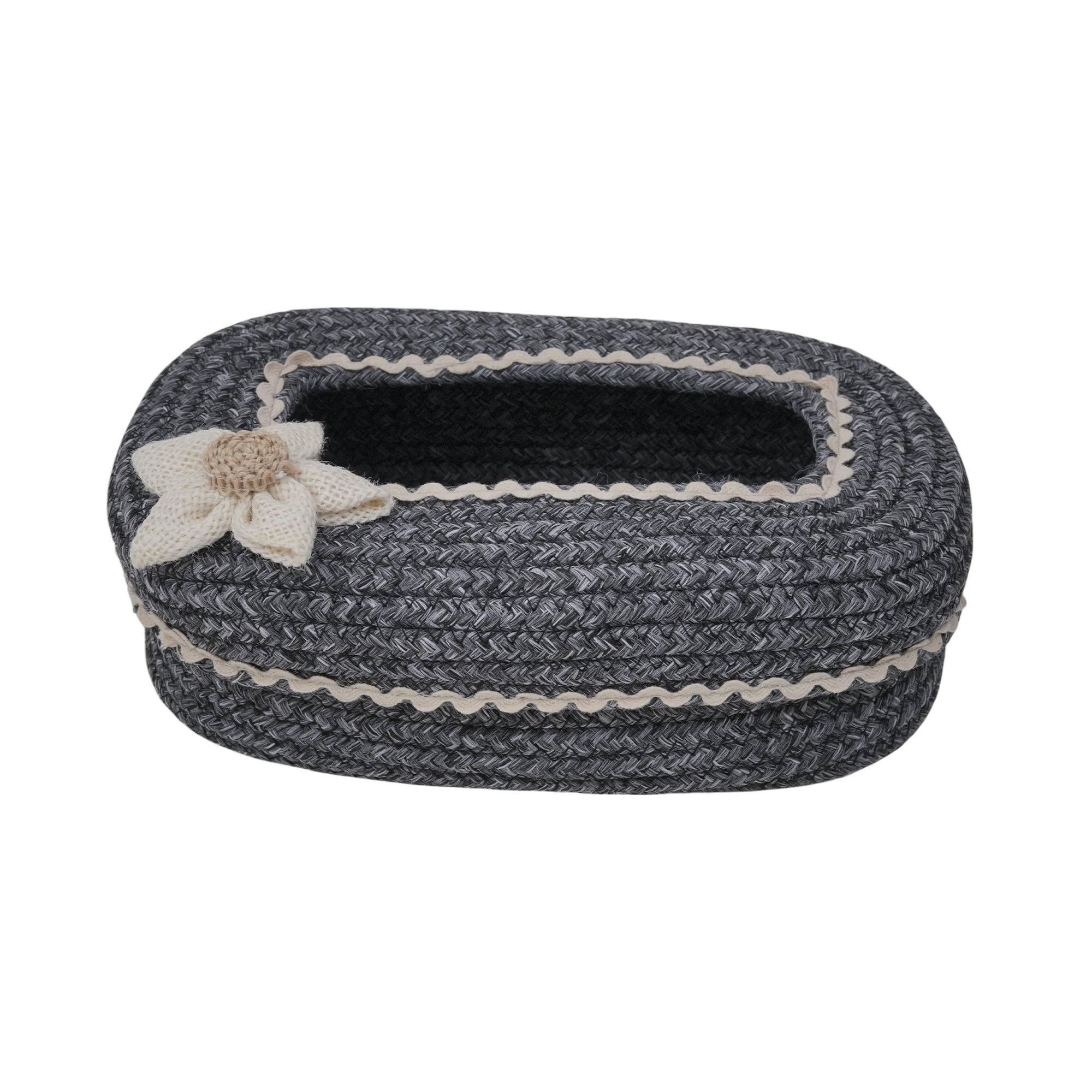 Ariya Grey White Lace Tissue Box With White Flower | Elegant Durable Holder
